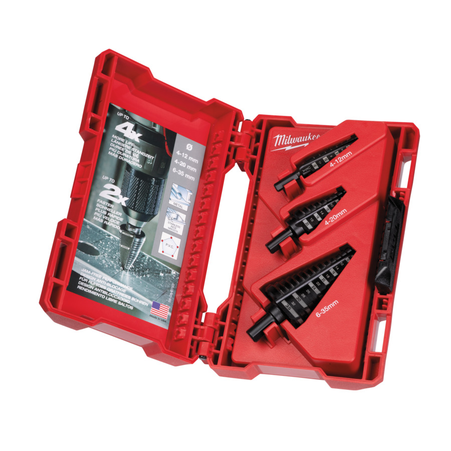 MILWAUKEE STEP DRILLBIT SET - 4-12MM - 4-20MM - 6-35MM