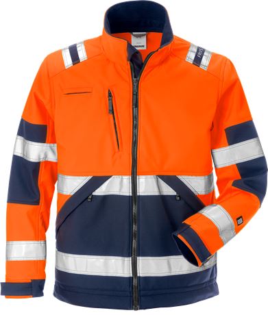 FRISTADS SOFTSHELL JACKA 4083 WHY KLASS 2 ORANGE/MARINBLÅ