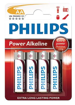 BATTERI AA 4ST. PHILIPS POWER ALKALINE