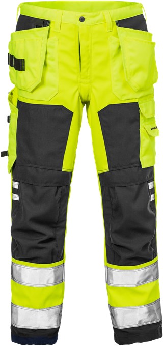 FRISTADS VARSEL VINDTÄT HANTVERKARBYXA SOFTSHELL 2083 WYH, KLASS 2 GUL/SVART