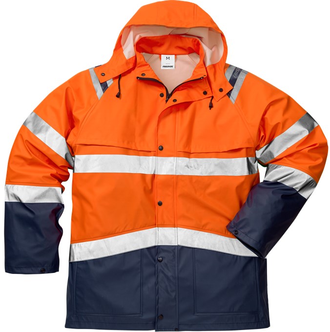 FRISTADS VARSEL REGNJACKA 4624 RS, KLASS 3 ORANGE/BLÅ
