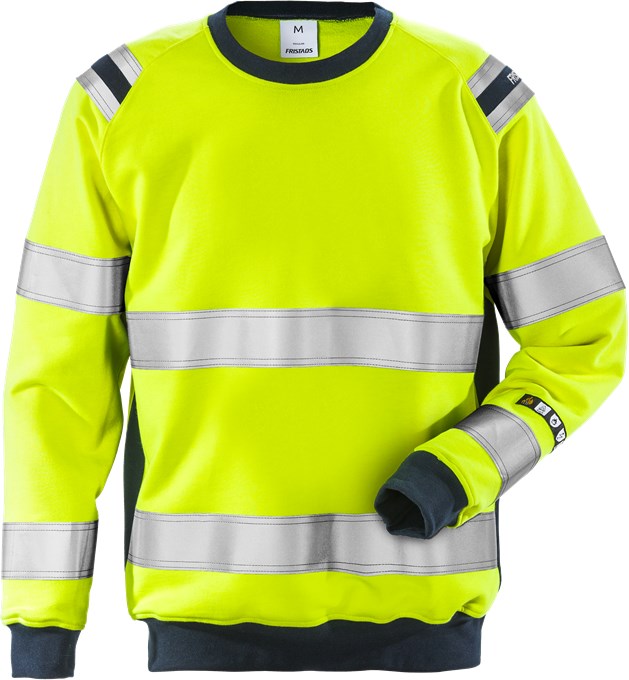 FRISTADS FLAMESTAT SWEATSHIRT 7076 SFLH, KLASS 3 GUL/BLÅ