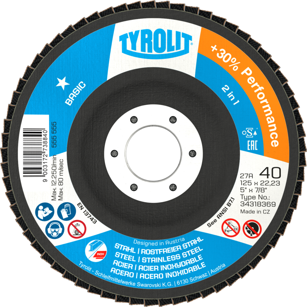 TYROLIT PREMIUM LAMELL BASIC 125X22,23 P80 10ST