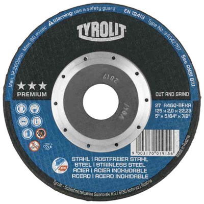 TYROLIT PREMIUM KAPSKIVA CUT AND GRIND 125X2X22,23