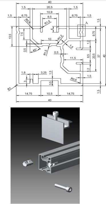 SKENA W15 40X40MM AL 